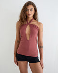 Nezuko Multi Tie Long Sleeve Top in Cupro Dark Rose