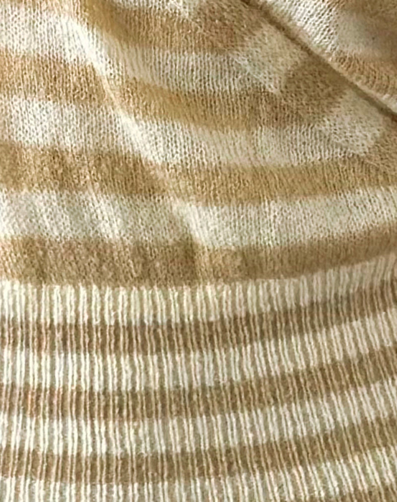 Nilza Wrap Top in Knit Classic Stripe Cream Natural