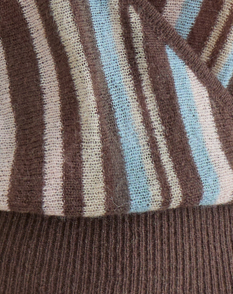 Nilza Wrap Top in Knit Stripe Brown