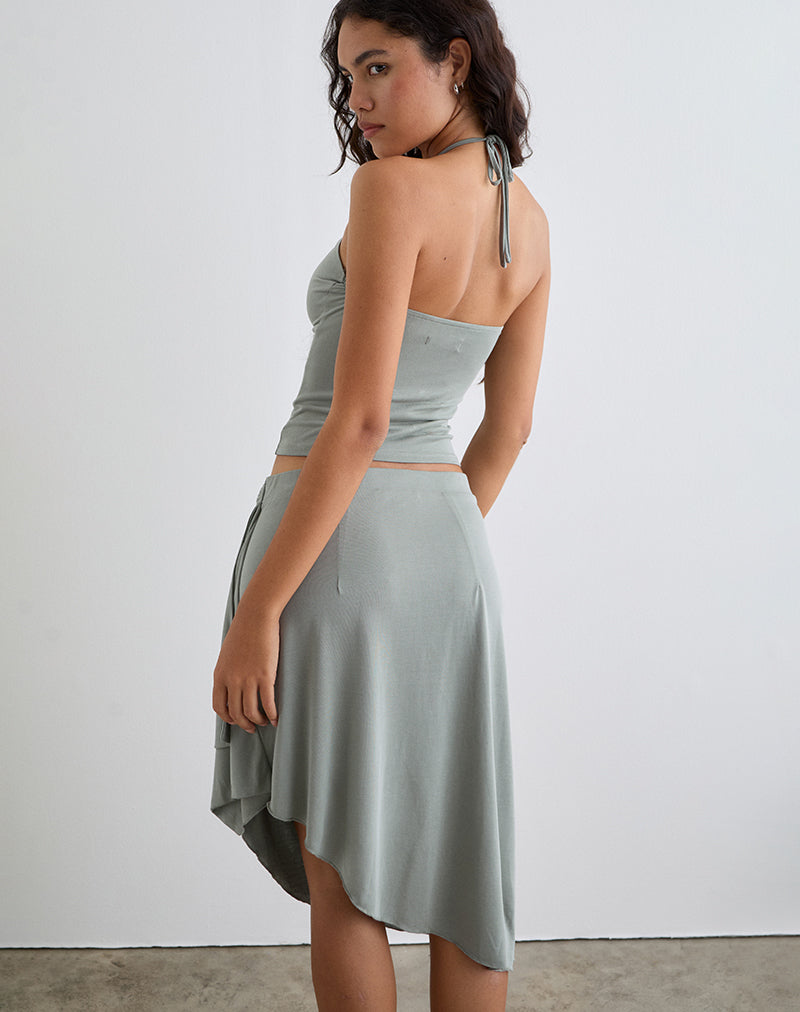 Nina Beaded Halter Top in London Fog