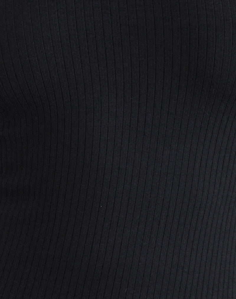 Nique Long Sleeve Top in Thick Rib Black