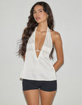 Nobara Longline Halterneck Top in Jacquard Ivory
