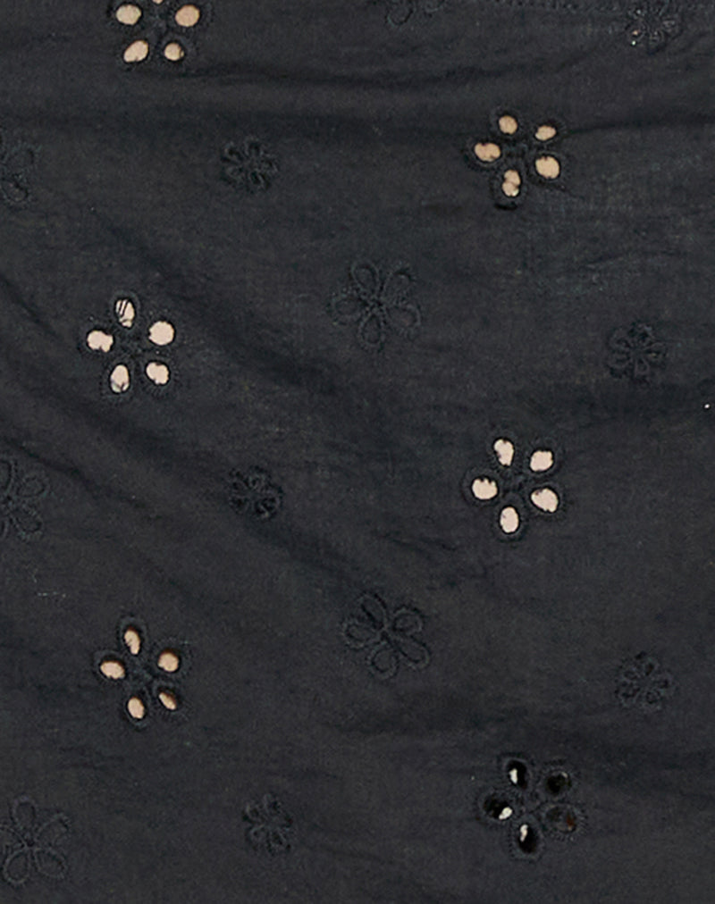 Nobita Cami Top in Flower Broderie Black
