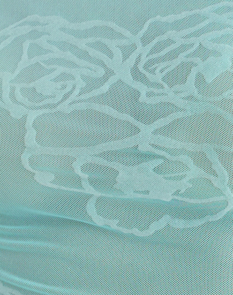 Nova Top in Flock Floral Doodle Blue