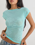 Nova Top in Flock Floral Doodle Blue
