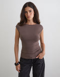 Novia Top with Ruched Sides in Coffee Quartz