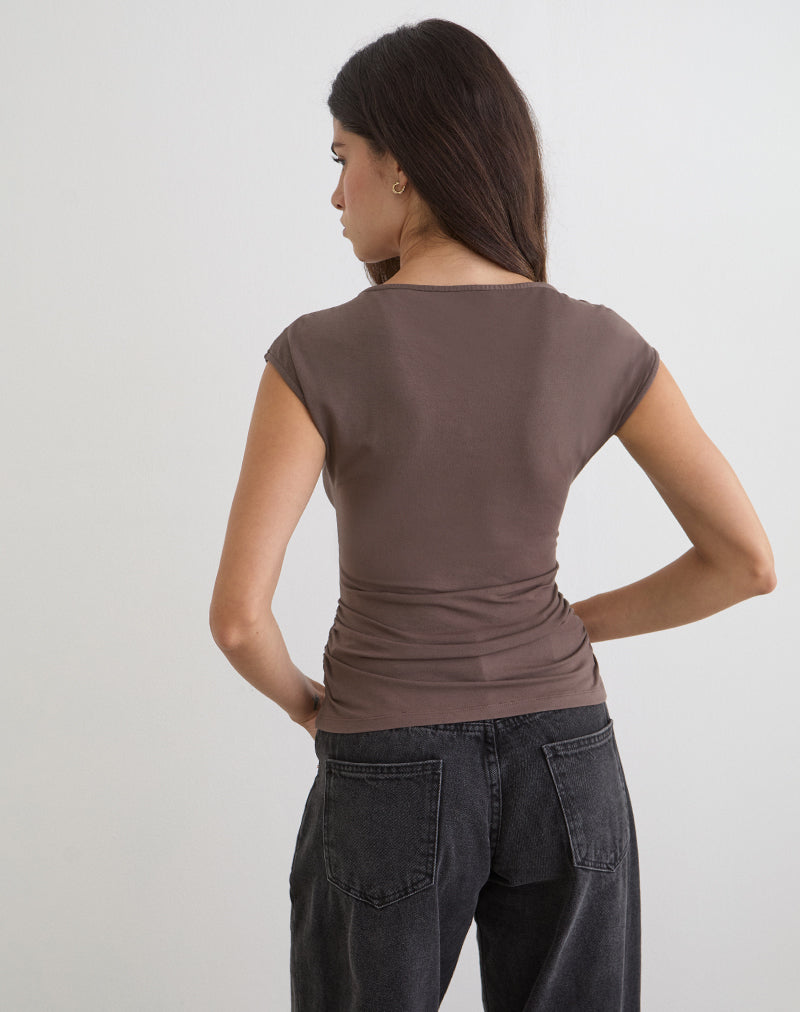 Novia Top with Ruched Sides in Coffee Quartz
