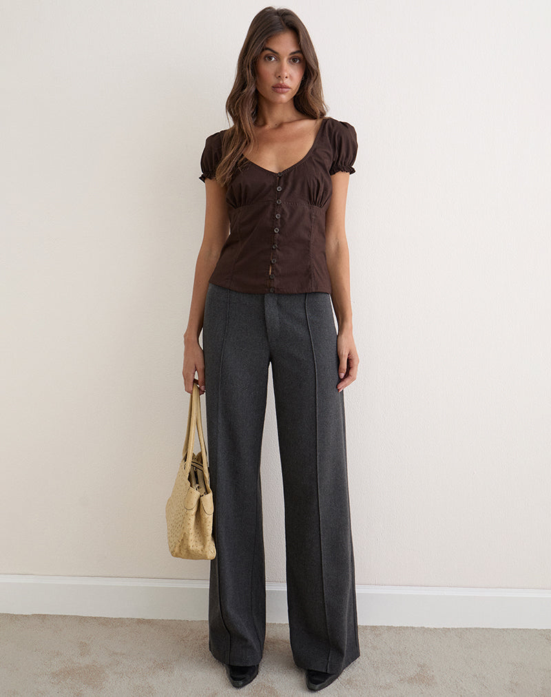 Nurma Blouse in Poplin Bitter Chocolate