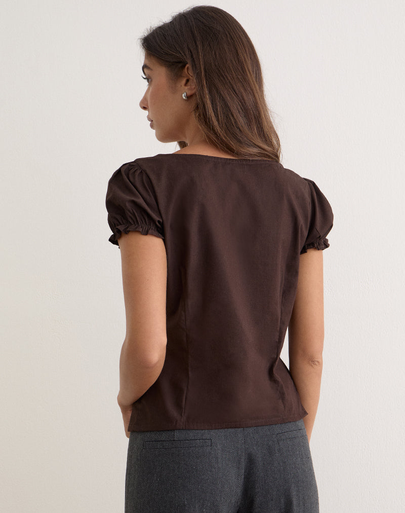 Nurma Blouse in Poplin Bitter Chocolate