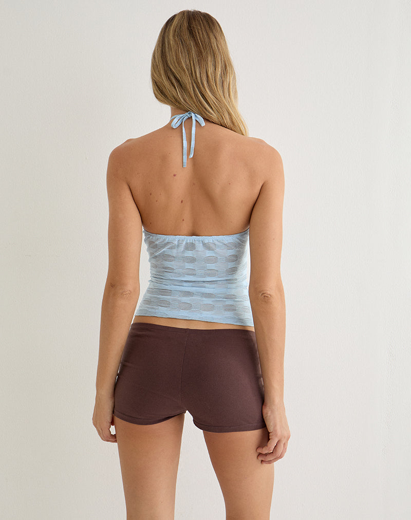 Ottilia Cut Out Top in Textured Mesh Blue