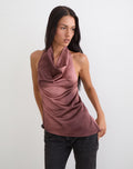 Palawa Asymmetrical Hem Top in Watercolour Maroon