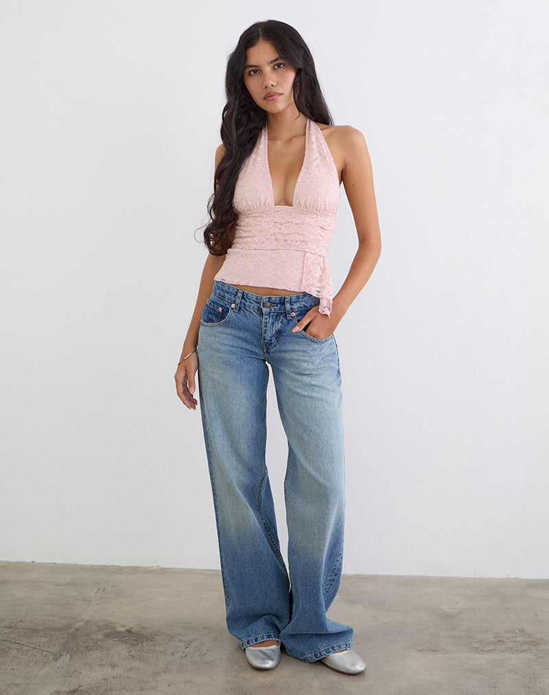 Prilla Halterneck Top in Lace Soft Pink