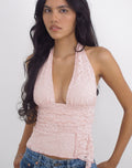 Prilla Halterneck Top in Lace Soft Pink