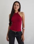 Raceline Halterneck Top in Rayon Jersey Adrenaline Red