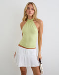 Raceline Halterneck Top in Rayon Jersey Pistachio