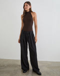 Raleah Halterneck Bodysuit in Jersey Bitter Chocolate
