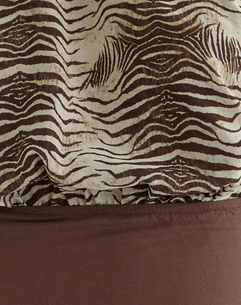 Rania Backless Top in Chiffon Wild Animal Align Brown