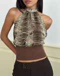 Rania Backless Top in Chiffon Wild Animal Align Brown