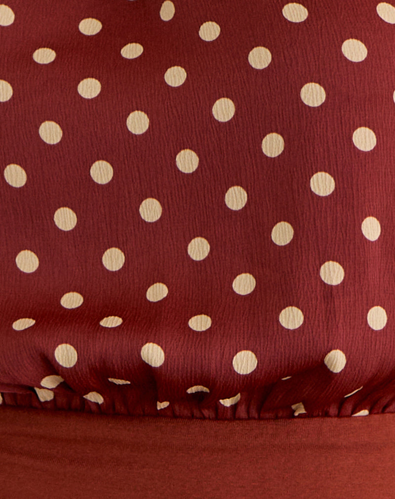 Rania Backless Top in Polka Burnt Red