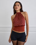 Rania Backless Top in Polka Burnt Red