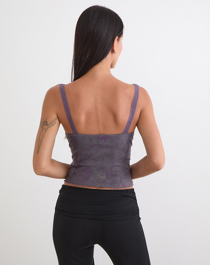 Rasa Cami Top in Flare Flower Purple
