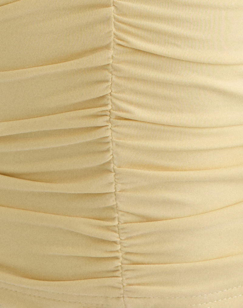 Rasha Ruched Plunge Top in Cupro Yellow