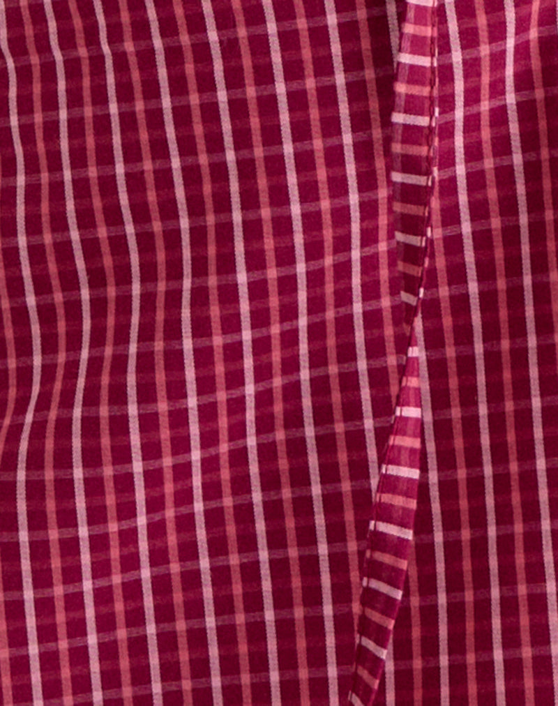 Reem Halterneck Top in Raspberry Shadow Check