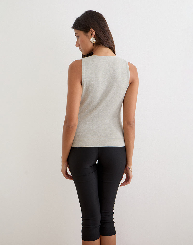 Regina Top in Shimmer Knit Light Grey