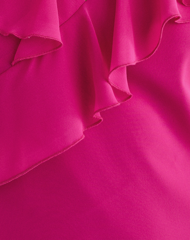 Riksa Top in Chiffon Hot Pink with Drape
