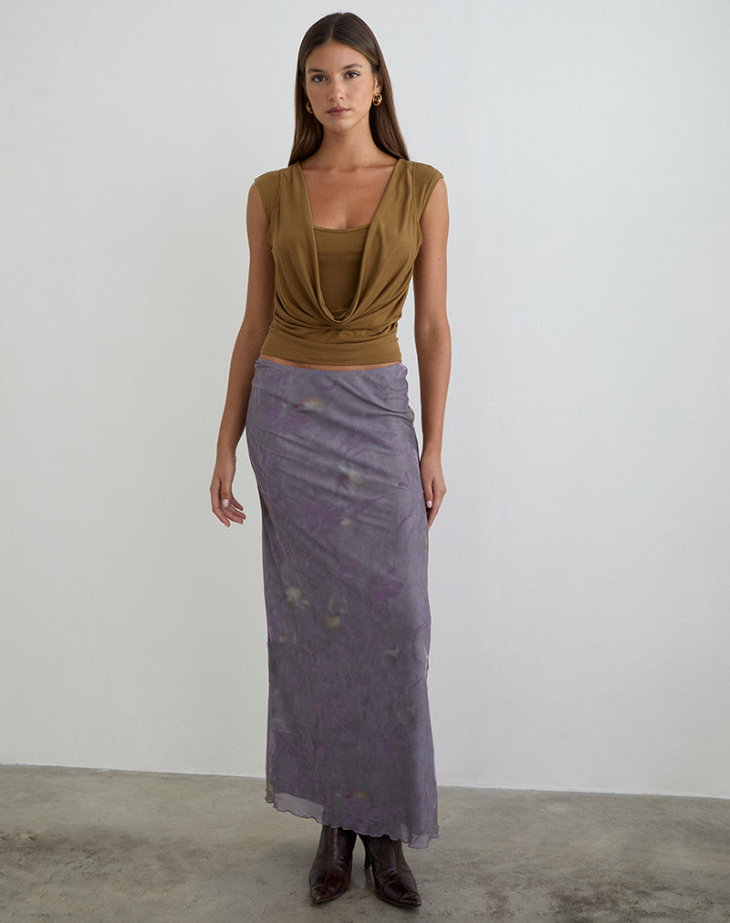 Rinsha Cowl Top in Cupro Dark Yellow