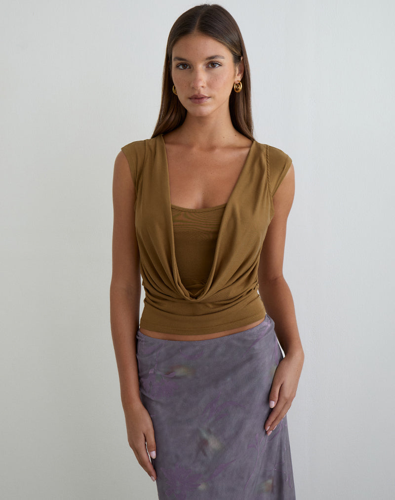 Rinsha Cowl Top in Cupro Dark Yellow