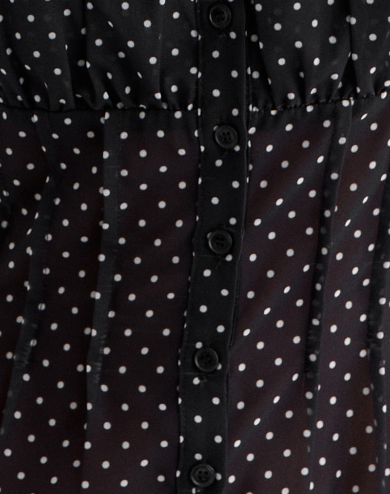 Rolina Blouse in Chiffon Mini Polka Black