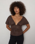 Rovali Top with Tie Back in Lace Chocolate