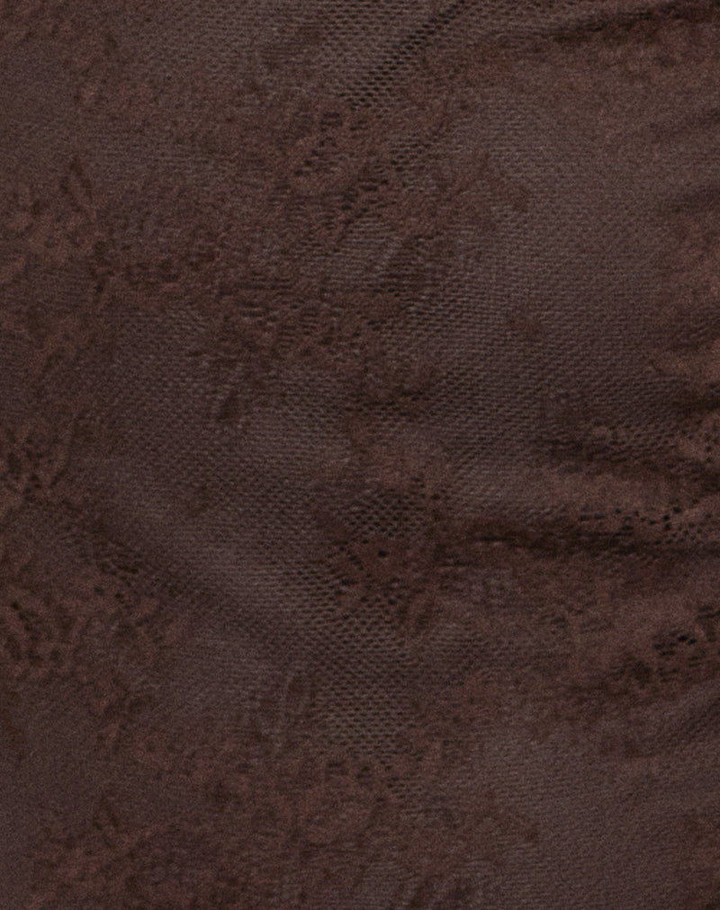 Rovali Top with Tie Back in Lace Chocolate