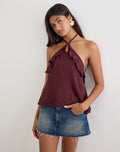 Rowdy Halterneck Top in Crinkle Plum