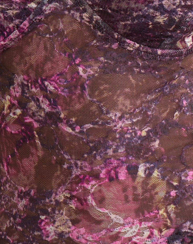 Rubik Cami Top in Abstract Rose Pink and Plum