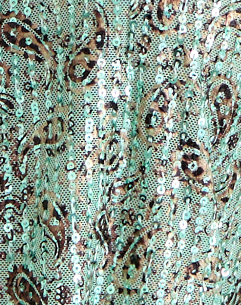 Ruwiko Halterneck Top in Paisley Sequin Teal