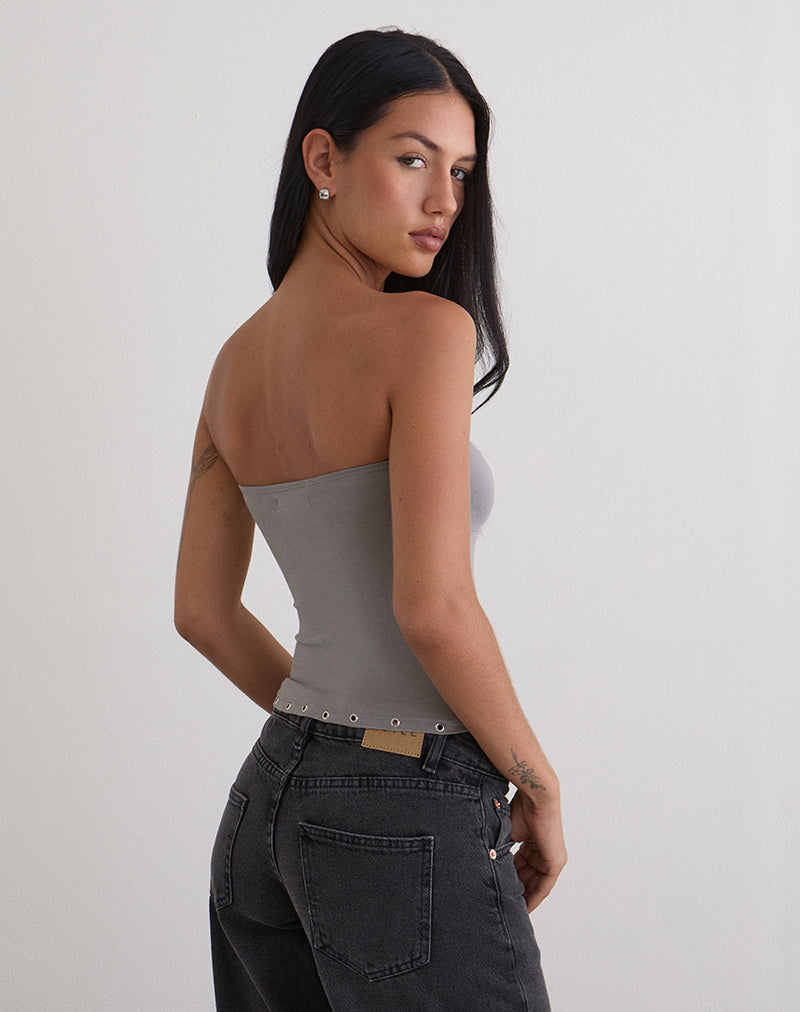 Ruki Bandeau Top in Rayon Jersey Grey