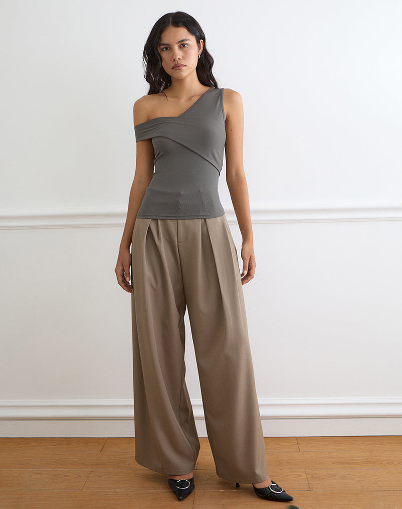 Sahar Top in Ribbed Warm Grey Eco Lyocell
