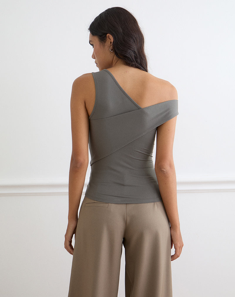 Sahar Top in Ribbed Warm Grey Eco Lyocell