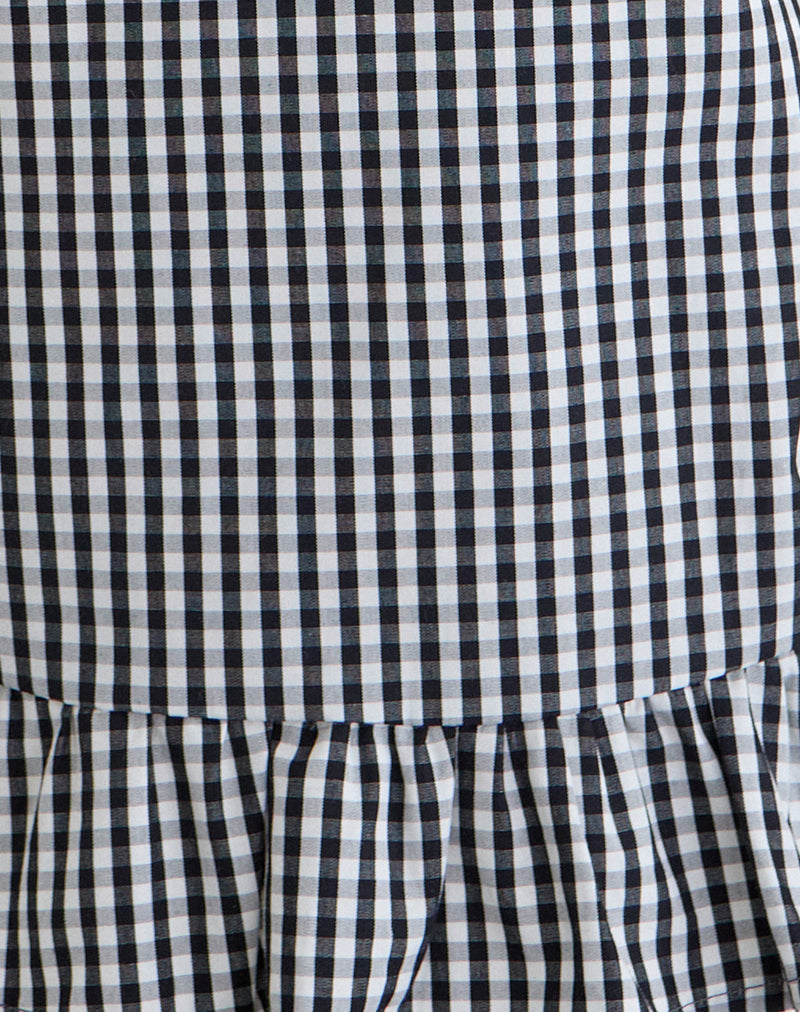 Salome Peplum Top in Mini Gingham Grey