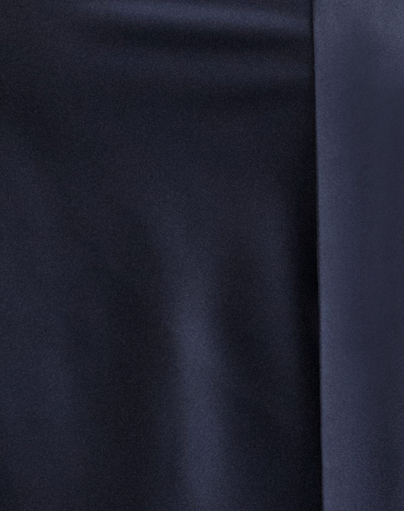Sambara Asymmetric Halter Top with Scarf Tie in Satin Navy