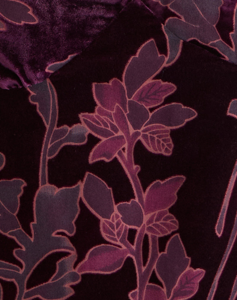 Sarinda Cami Top in Floral Devore Burgundy