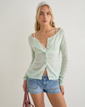Sartini Long Sleeve Top in Sheer Knit Mint