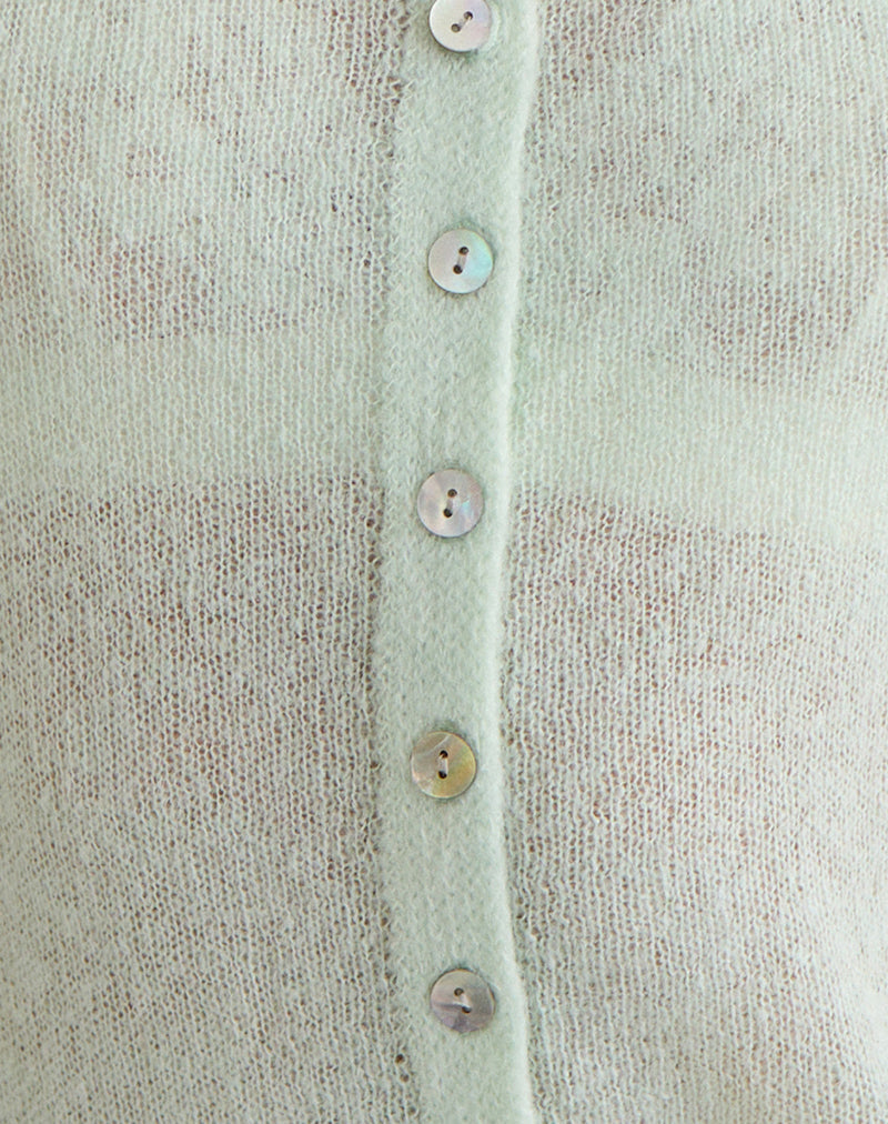 Sartini Long Sleeve Top in Sheer Knit Mint