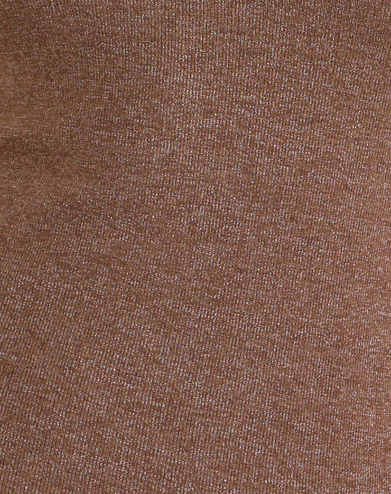 Satuna Top with Beads in Shimmer Knit Brown