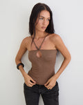 Satuna Top with Beads in Shimmer Knit Brown