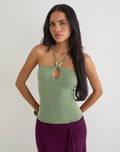 Satuna Top with Beads in Shimmer Knit Sage Green