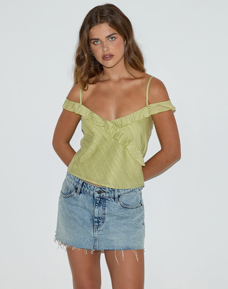 Savira Top in Chiffon Stripe Green