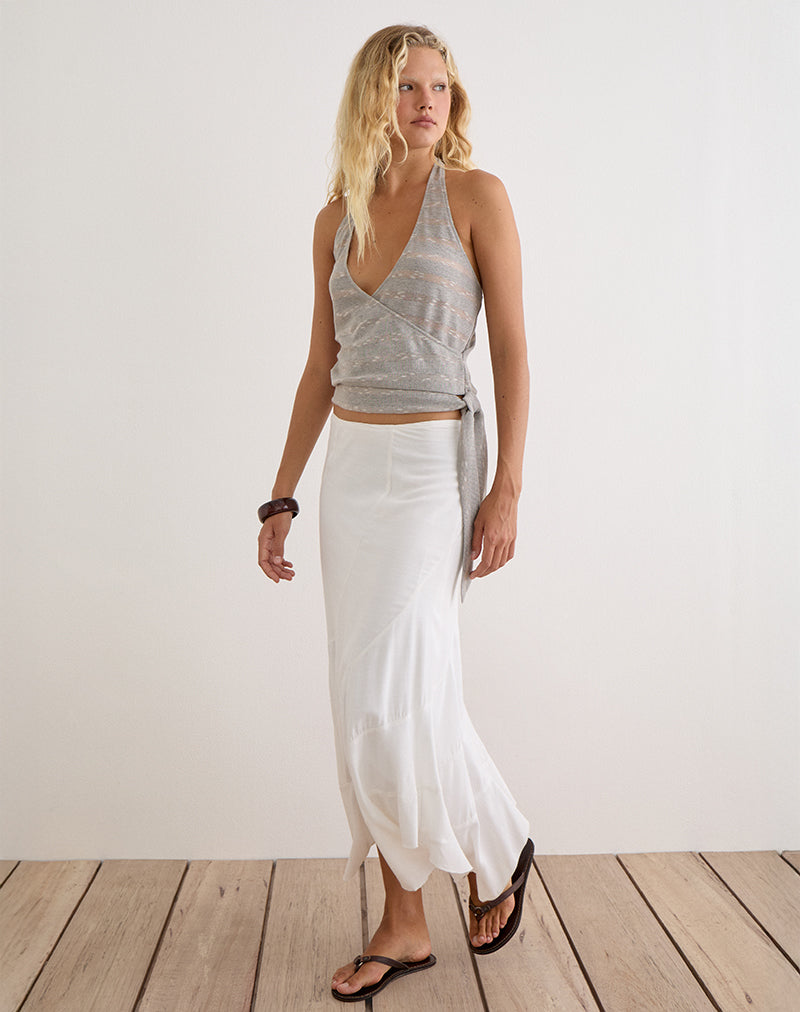 Sayena Top in Sheer Knit Light Grey